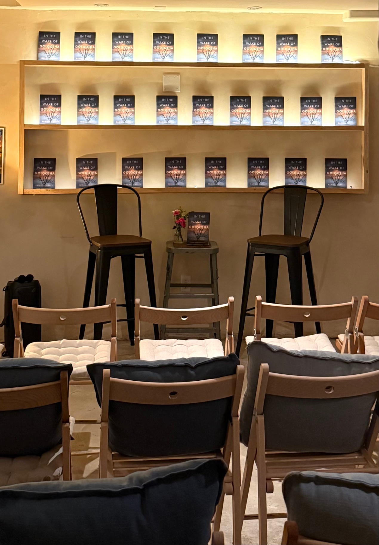 In the Wake of Golgotha display at Sullaluna NYC Bookshop + Bistrot